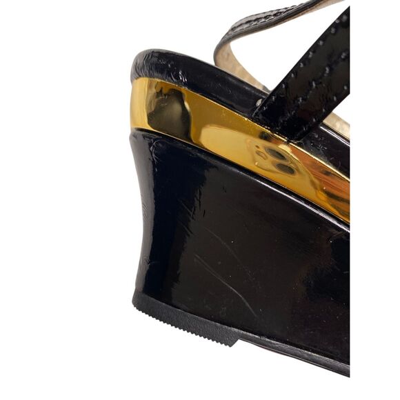 Sofft Womens 7M Black Leather Buckle Adjustable Strap Wedge Slingback Sandals - Picture 6 of 9